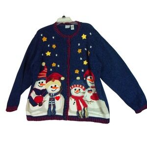 Carolina Colours Women's 18/20 Christmas Holiday Button Up Sweater Cardigan